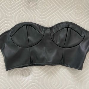 Strapless leather top